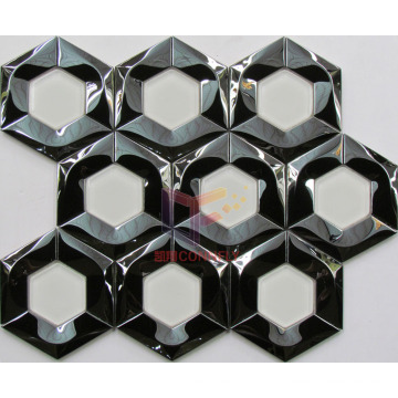 Black Stainless Sreel Mix White Glass Mosaic (CFM1027)